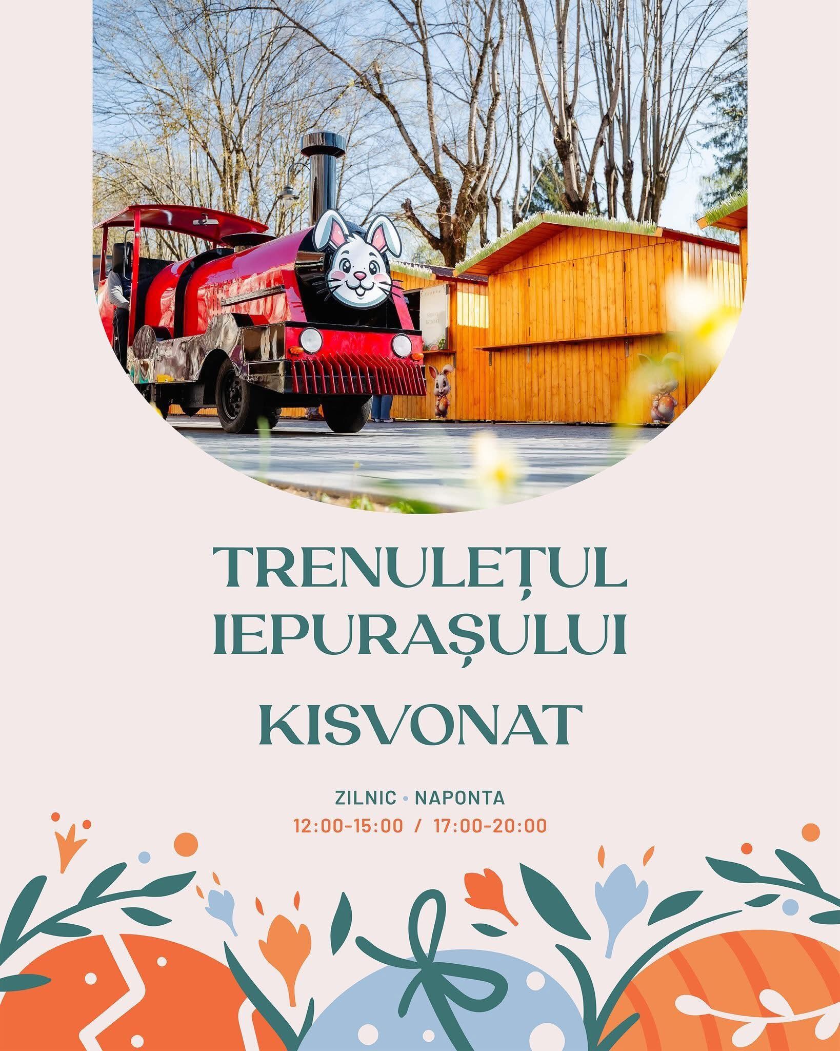 Trenulețul Iepurașului, atracția principală pentru copii la Târgul de Paște din Satu Mare