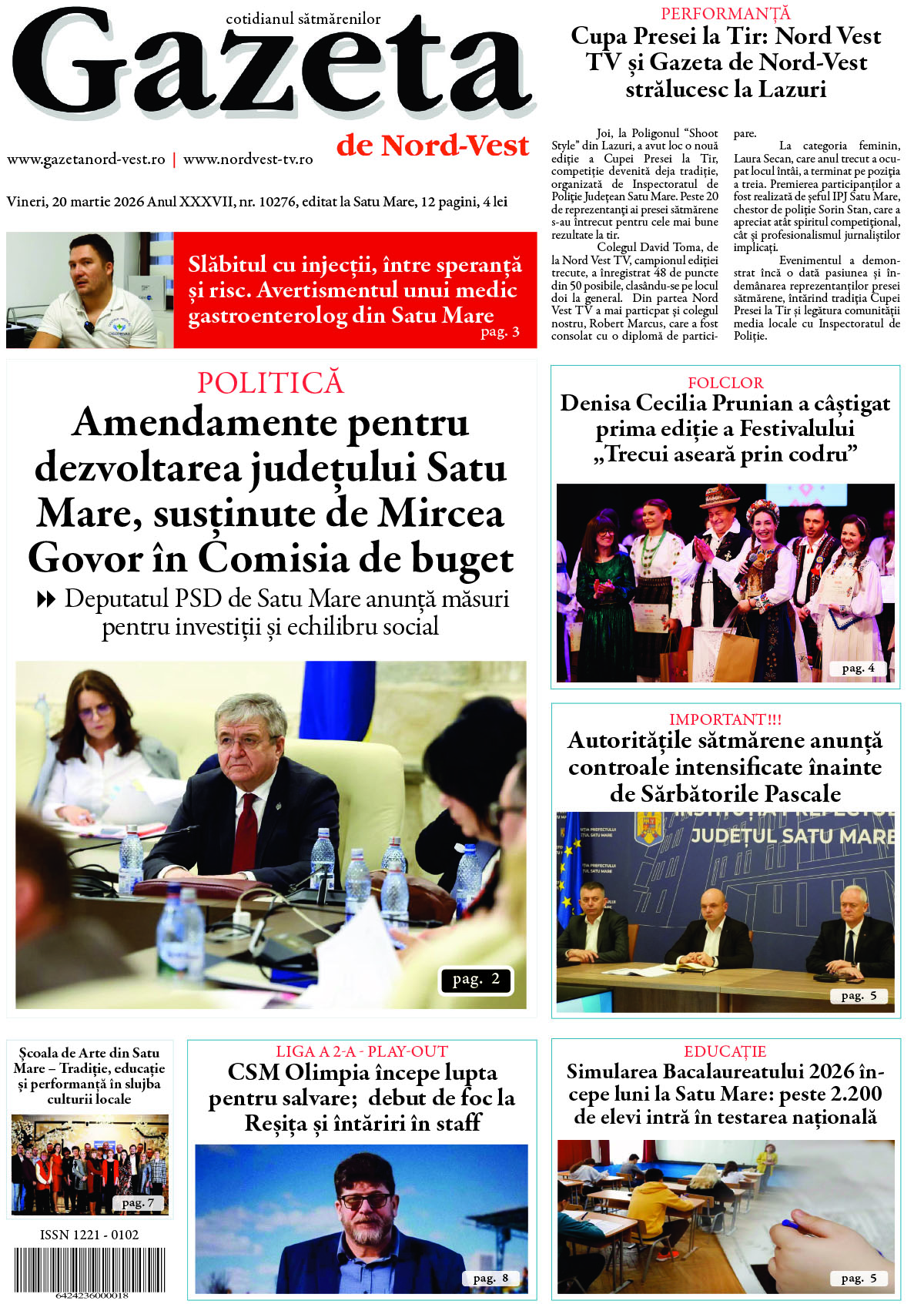 Ziarul Gazeta Nord-Vest - 20.03.2026